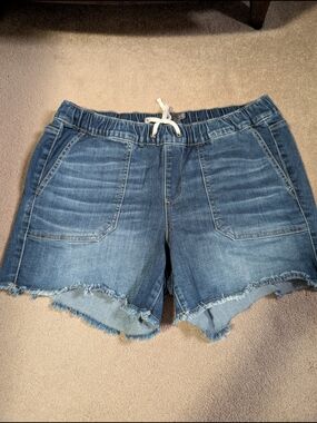 torrid Blue Denim Drawstring Frayed-Hem Shorts